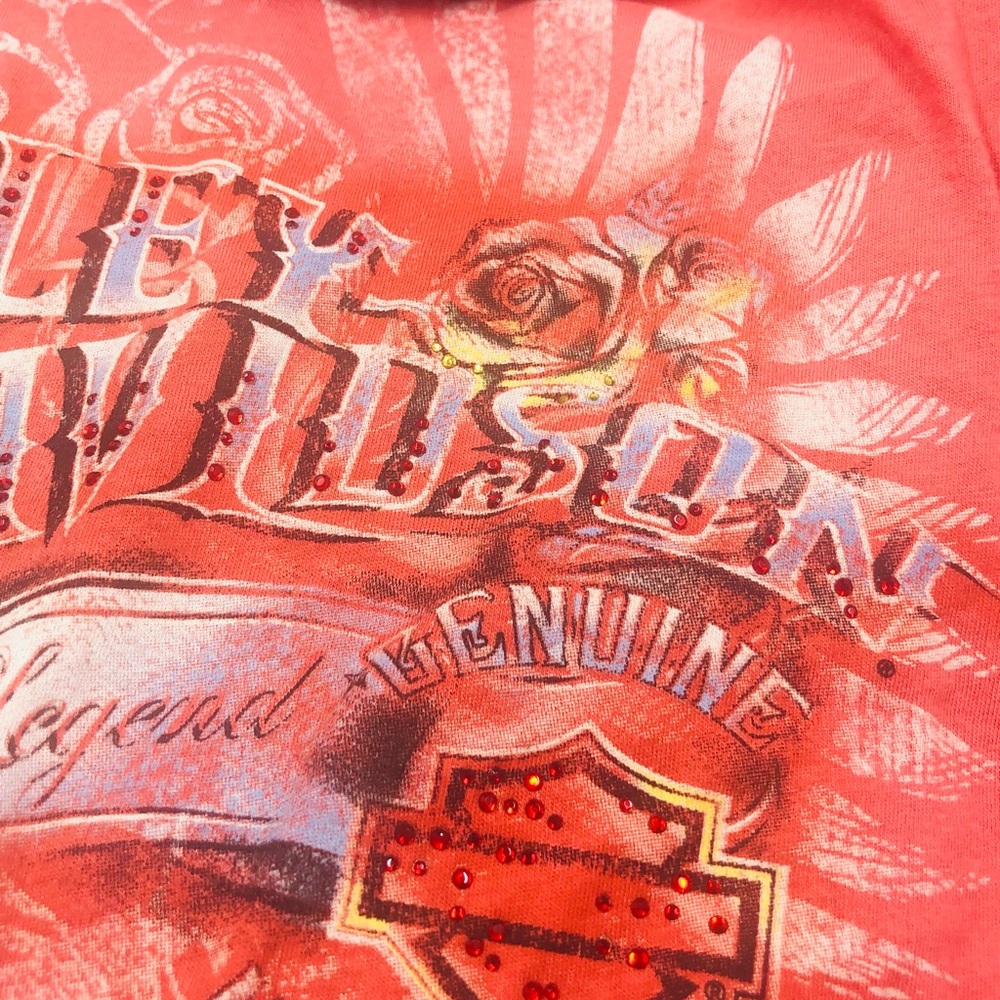 Harley Davidson Limited Edition Long Sleeve Lace Trim Graphic Top - Picture 10 of 15